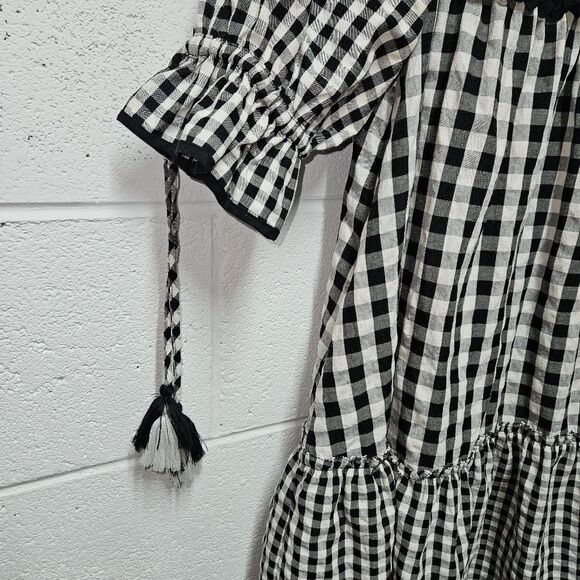 Hunter Bell Megan Gingham Smocked Puff Sleeve Checkered dress Size Xs - Picture 4 of 7
